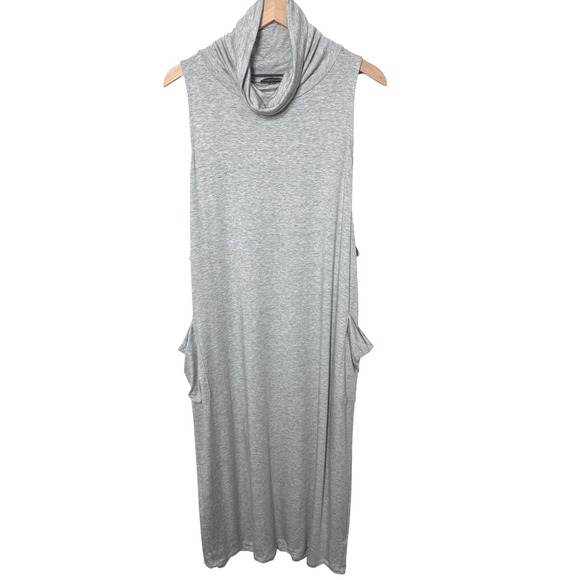 Eileen Fisher Gray Turtleneck Cowl Neck Sleeveless Dress‎ Lagenlook Layering XL